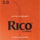 Rico Alto Clarinet Reeds, Strength 3, 10-pack