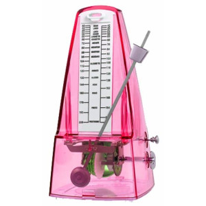 Cherry Mechanical Metronome in Transparent Pink Plastic Casing