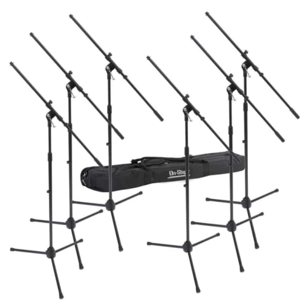 6-Pack Microphone Boom Stands with Bag