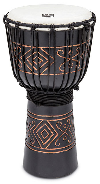 Toca Street Carved Series Wooden Djembe 10" Synthetic Head Onyx