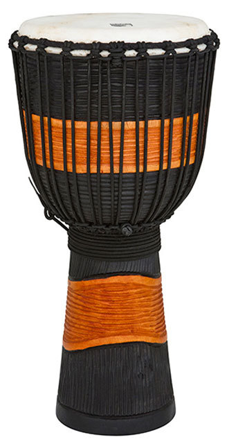Toca Street Carved Series Wooden Djembe 10" Synthetic Head Black & Brown
