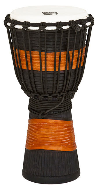 Toca Street Carved Series Wooden Djembe 8" Synthetic Head Black & Brown