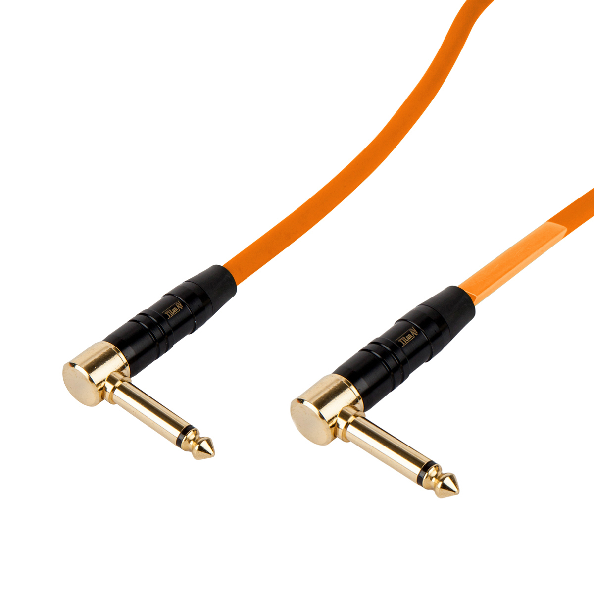 0.25m Guitar Patch Lead 1/4" Right Angle Jack to 1/4" Right Angle Jack, 6.5mm Orange PVC Jacket